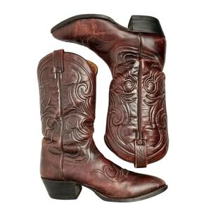 Dan Post Mens Cherry Blood Leather Cowboy Boots Made in Spain 6619 Sz 9.5D #1500